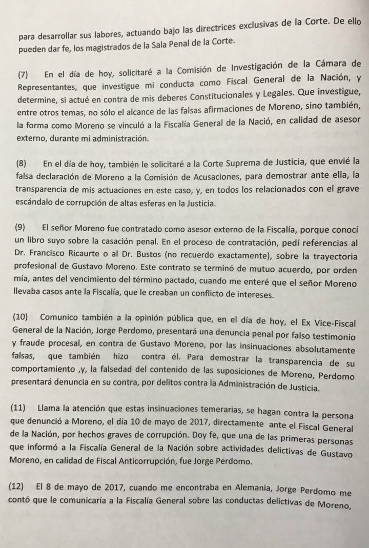 Comunicado de Montealegre.