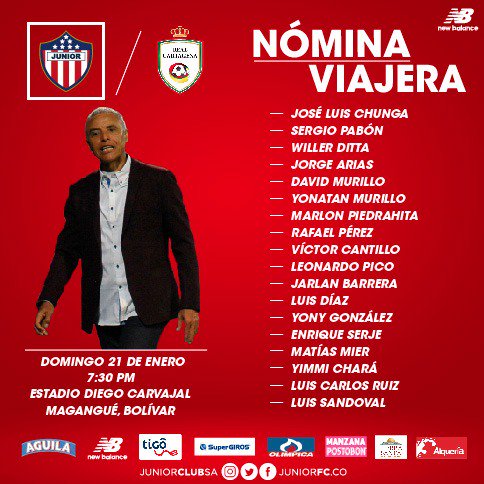 Lista de convocados de Junior. 