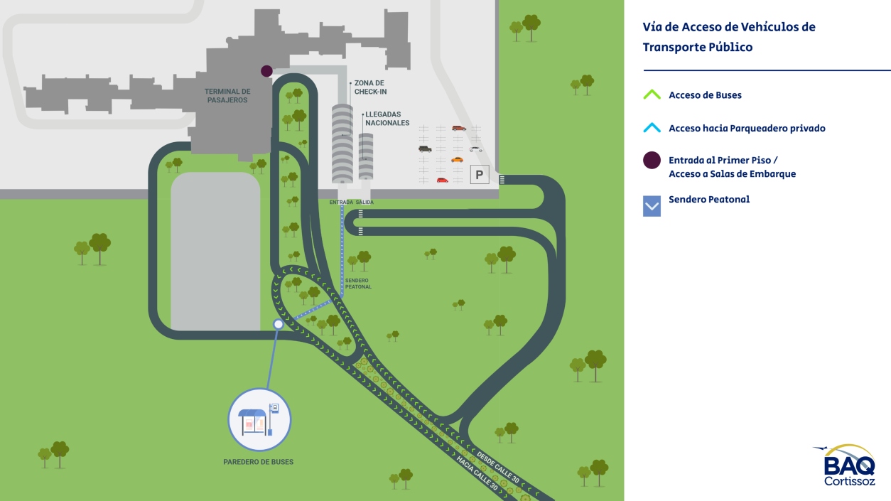 Así será el acceso de vehículos de transporte público. 