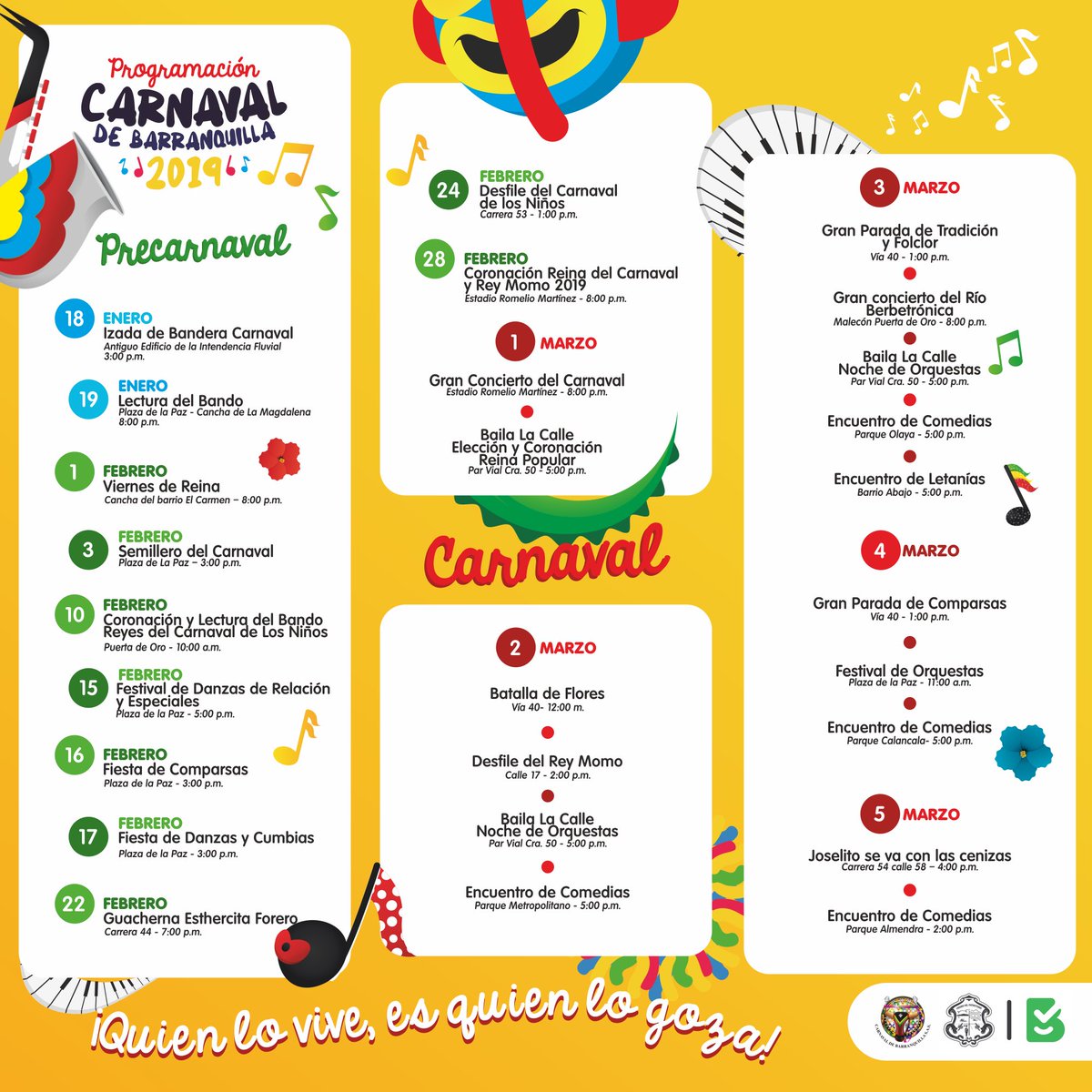 Carnaval Esta es la programación del Carnaval de Barranquilla.