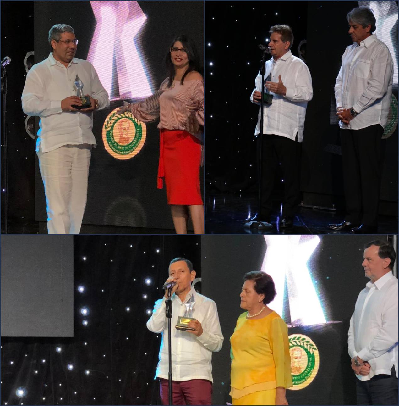 Prensa UniSimón Los empresarios del año Alberto Manotas Villegas y Luis Escaf Jaraba. En la foto de abajo, Álvaro Galeano, en representación de Jesús María Galeano recibió el Premio al empresario benemérito.