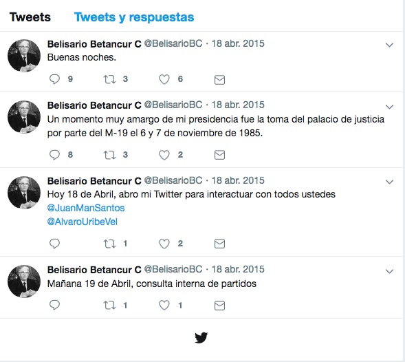 Los trinos del expresidente Belisario Betancur.