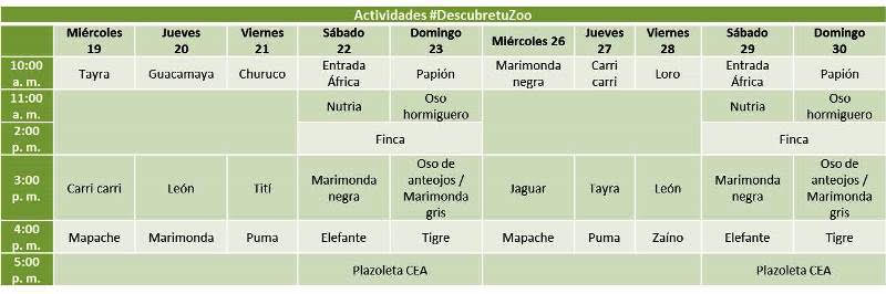 Calendario de actividades.