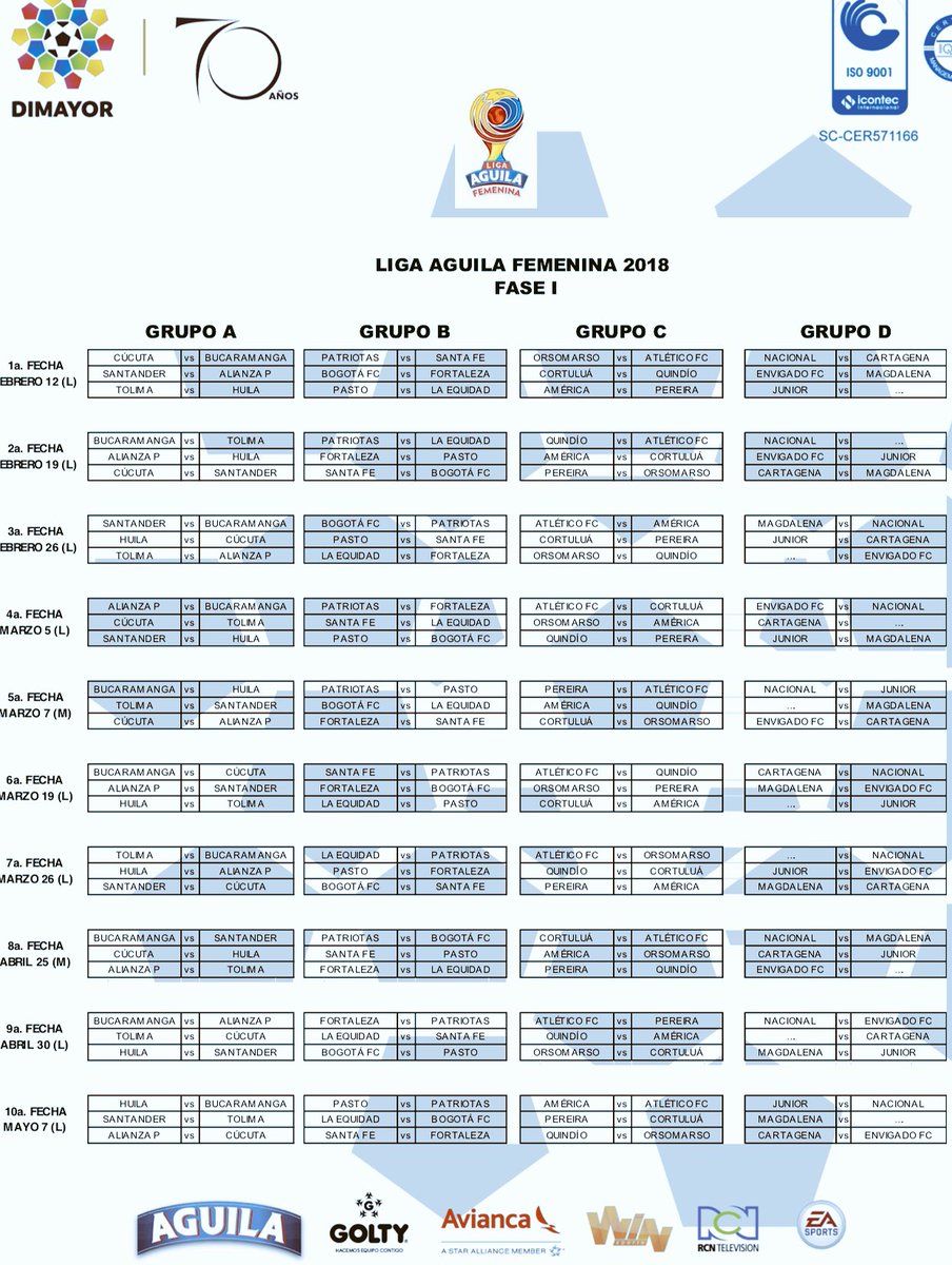 Calendario de la Liga Femenina. 