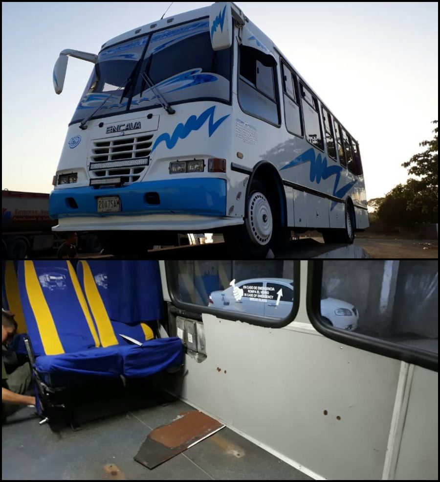 En este bus fue encontrada la droga.