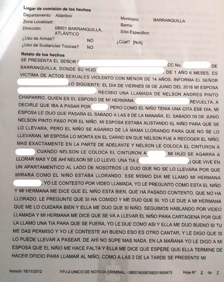 La denuncia radicada en la Fiscalía General de la Nación. 