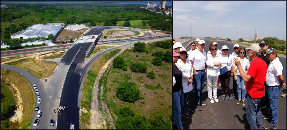 El gobernador del Atlántico y los diputados durante la visita a la obra.