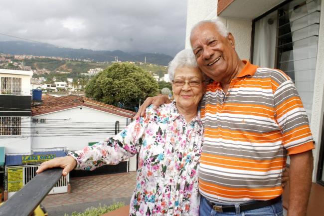 Con su esposa Inés.