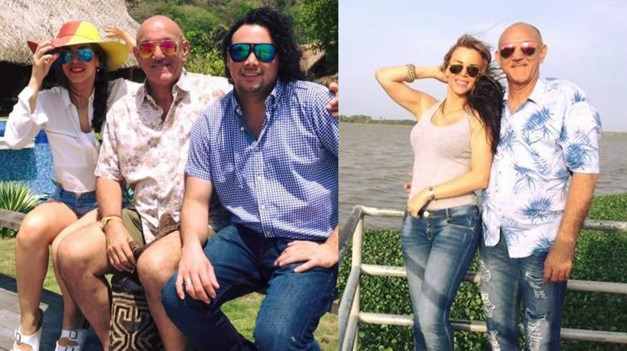 El exjugador con sus hijos Karol y Carlos.