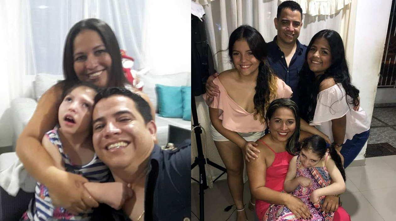 Cortesía Juli con sus padres y hermanas.