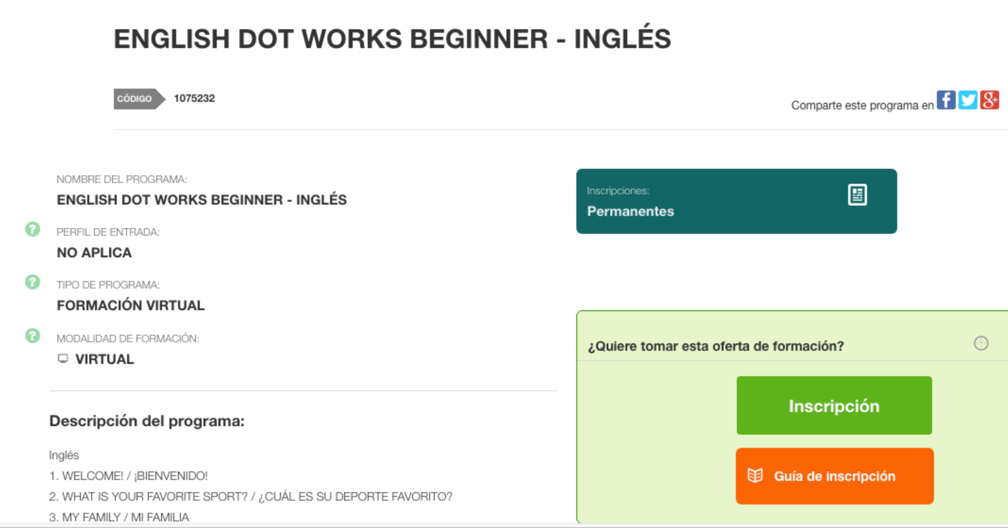 English Dot Works. Las inscripciones están abiertas. Son 300 mil cupos.