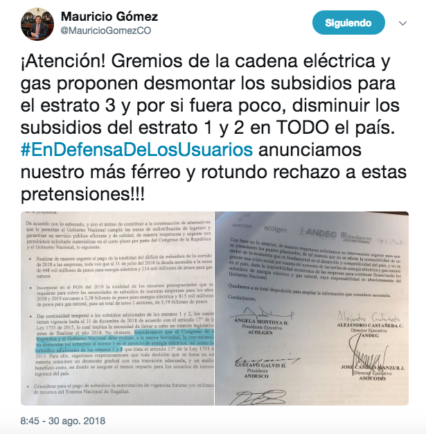 Trino del senador Mauricio Gómez Amín. 