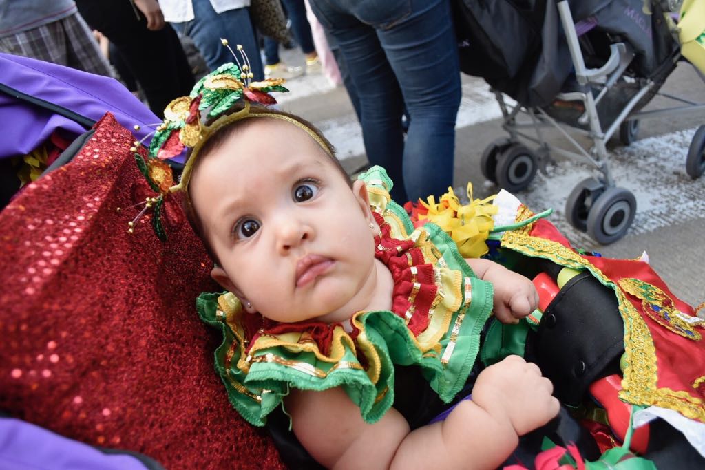 Otra bebita presente en el desfile en su propio coche.