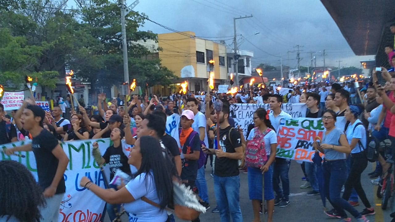 Marcha de estudiantes de la Universidad del Atlántico.