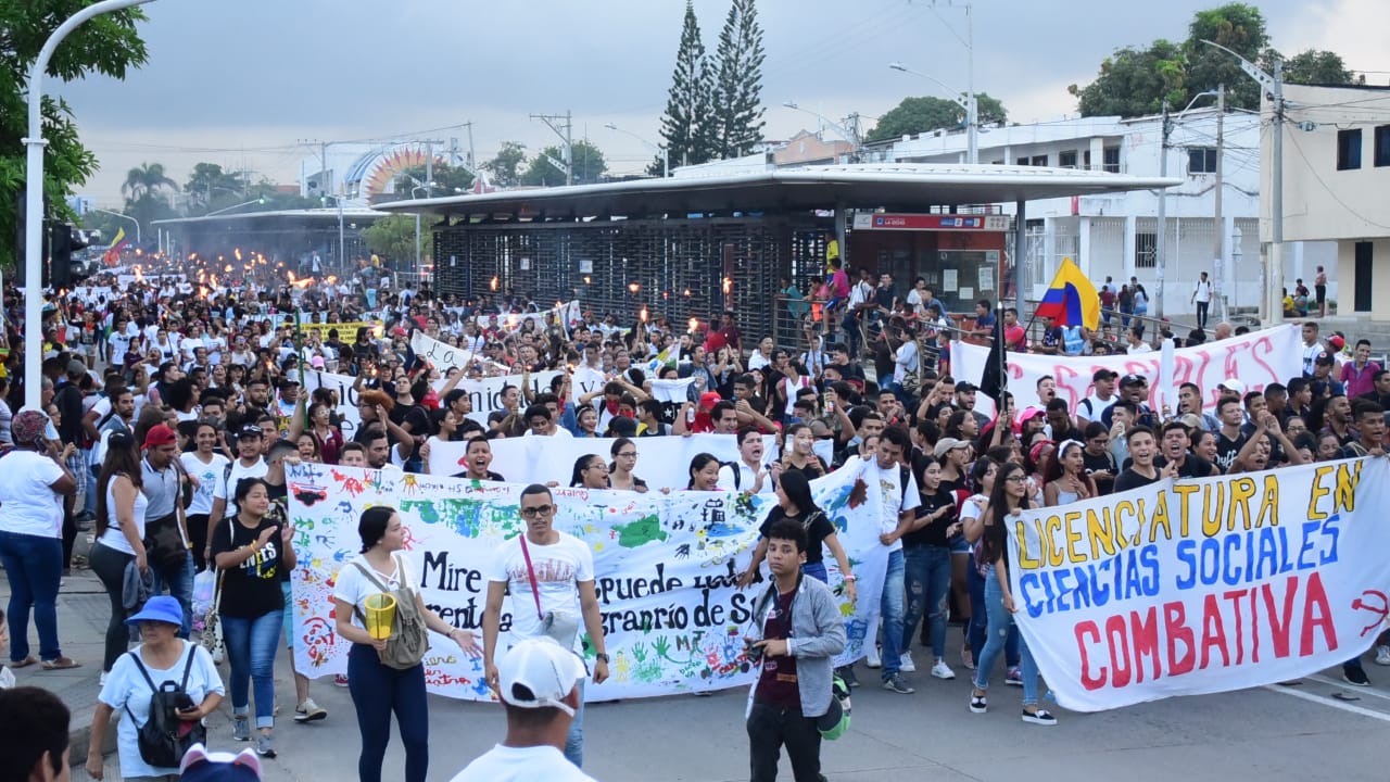 Marcha de estudiantes de la Universidad del Atlántico.