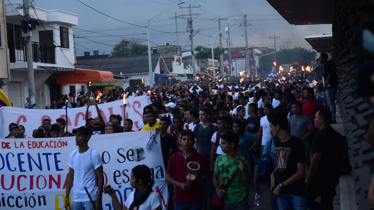 Marcha de estudiantes de la Universidad del Atlántico.