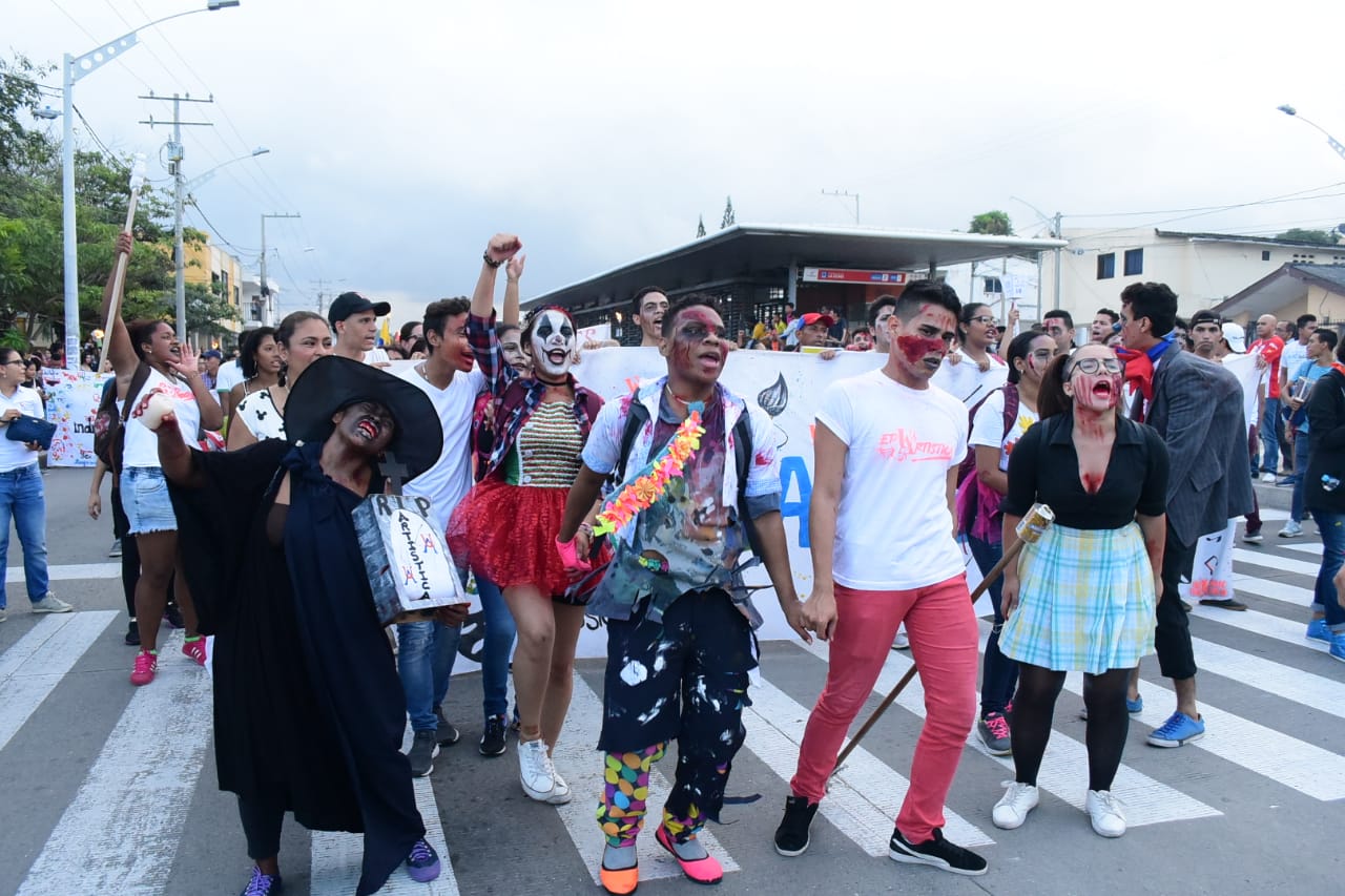 Marcha de estudiantes de la Universidad del Atlántico.