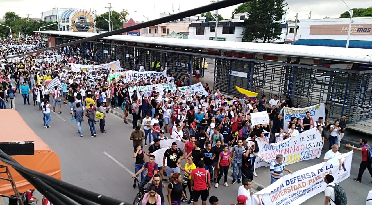 Marcha de estudiantes de la Universidad del Atlántico.