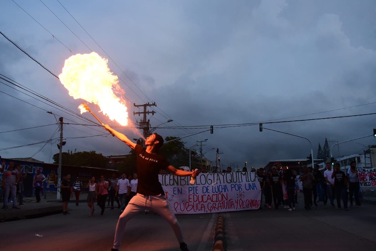 Marcha de estudiantes de la Universidad del Atlántico.