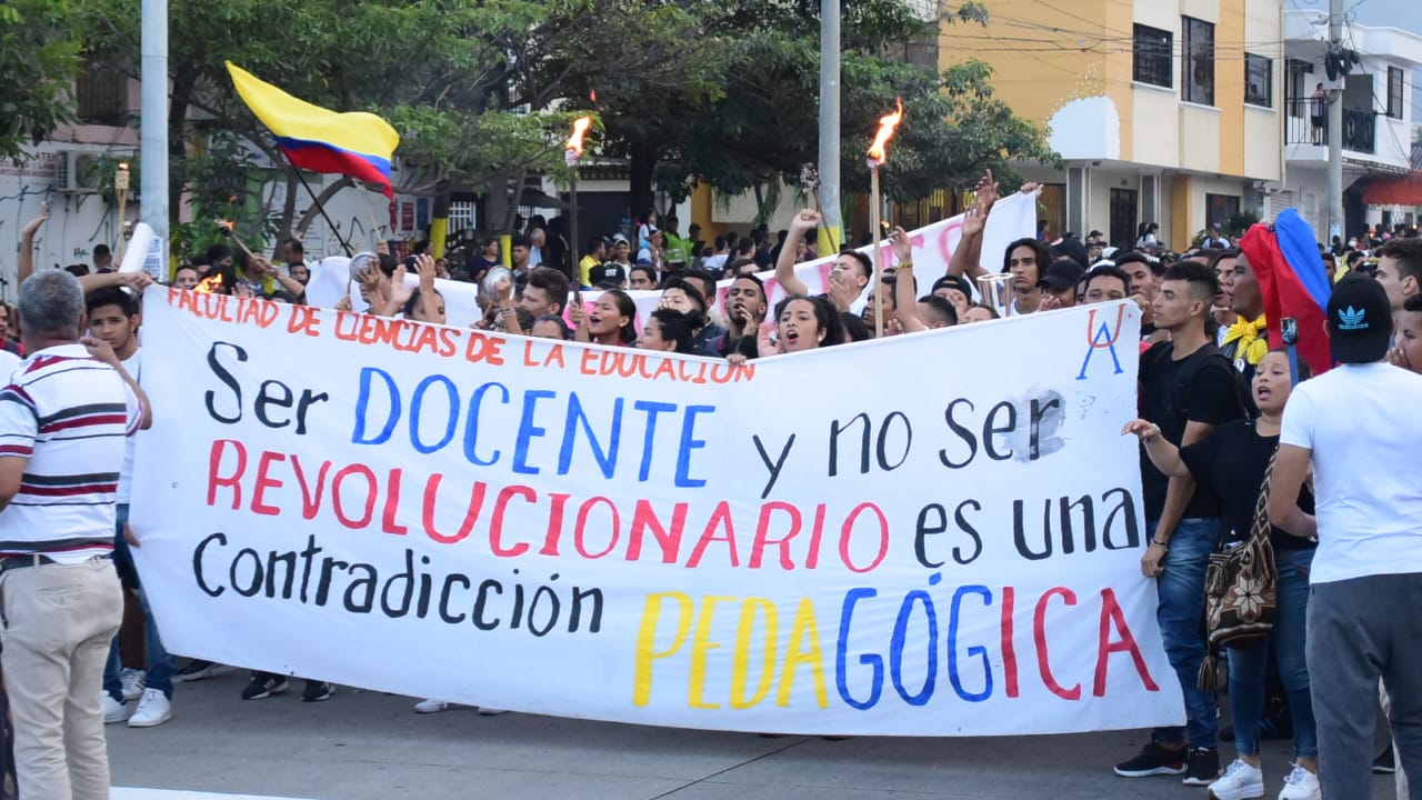 Marcha de estudiantes de la Universidad del Atlántico.