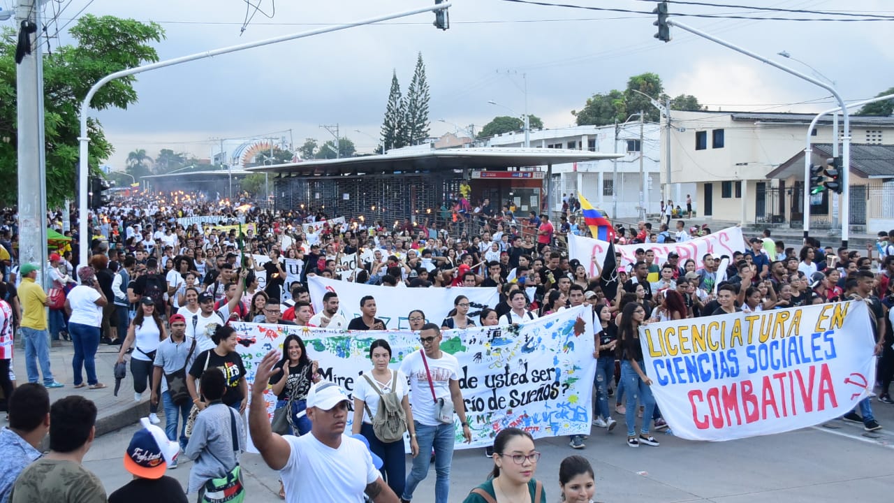 Marcha de estudiantes de la Universidad del Atlántico.
