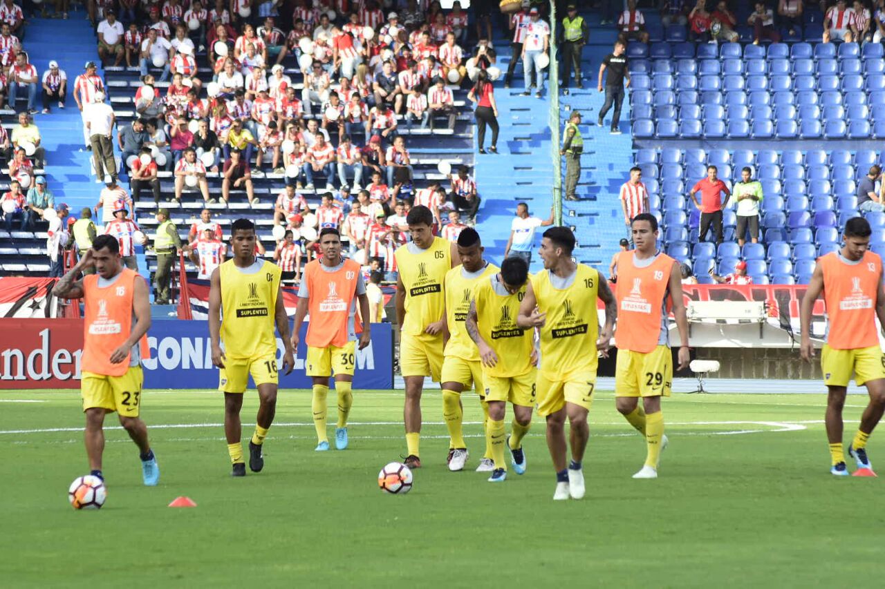 Boca Juniors durante el calentamiento. 