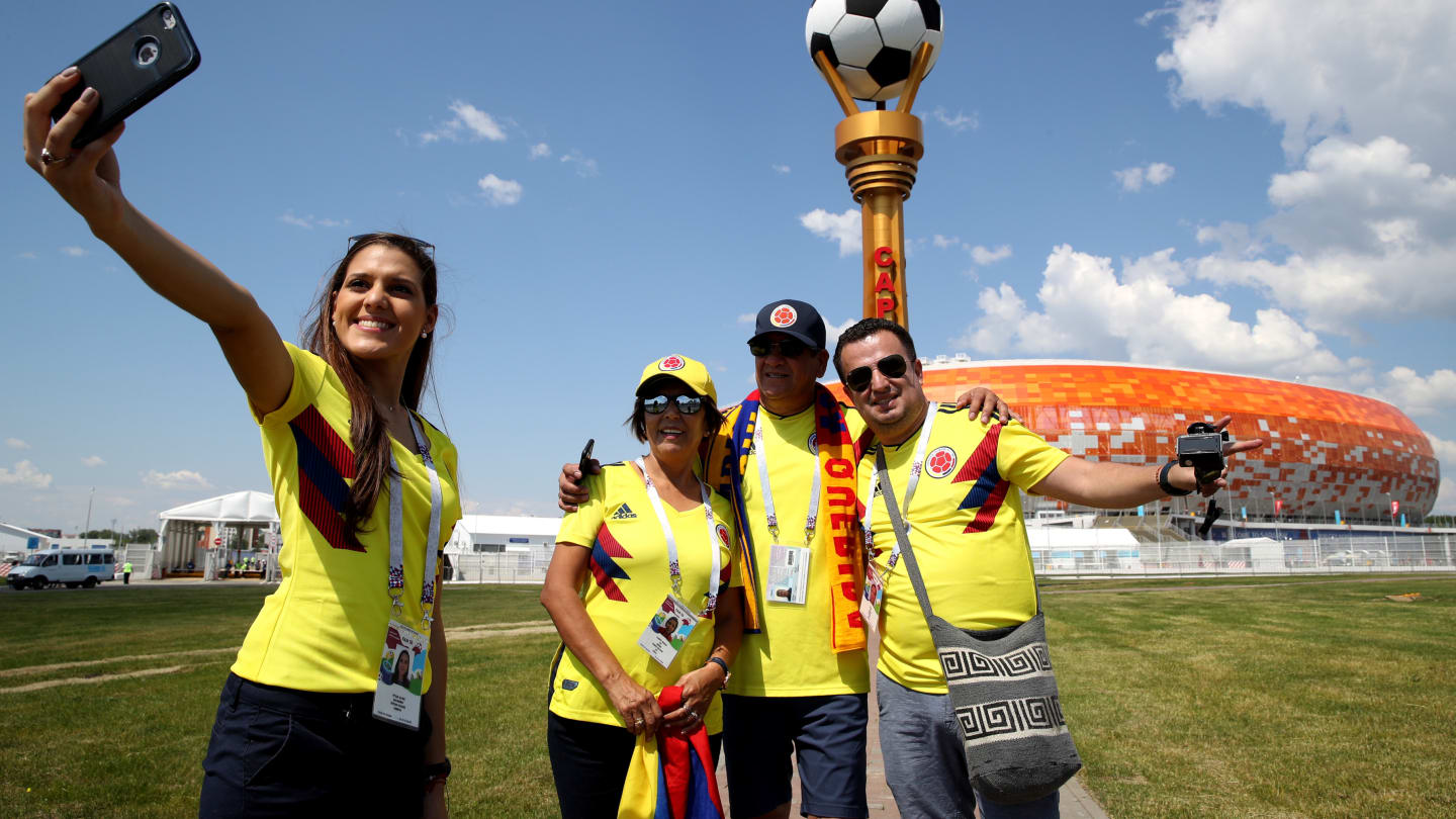 Colombianos en Rusia apoyando a la Selección.