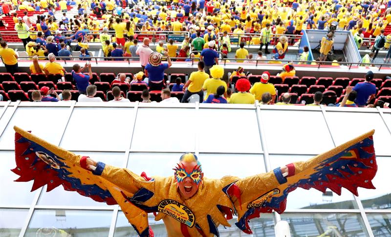 'El Cole' animando a la selección Colombia.