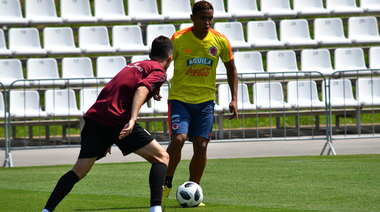 Luis Fernando Muriel, de Santos Tomás, Atlántico, en una sesión del entrenamiento.