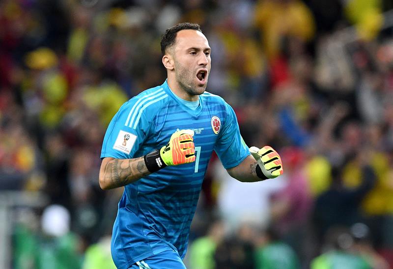 David Ospina celebró el gol de Colombia.