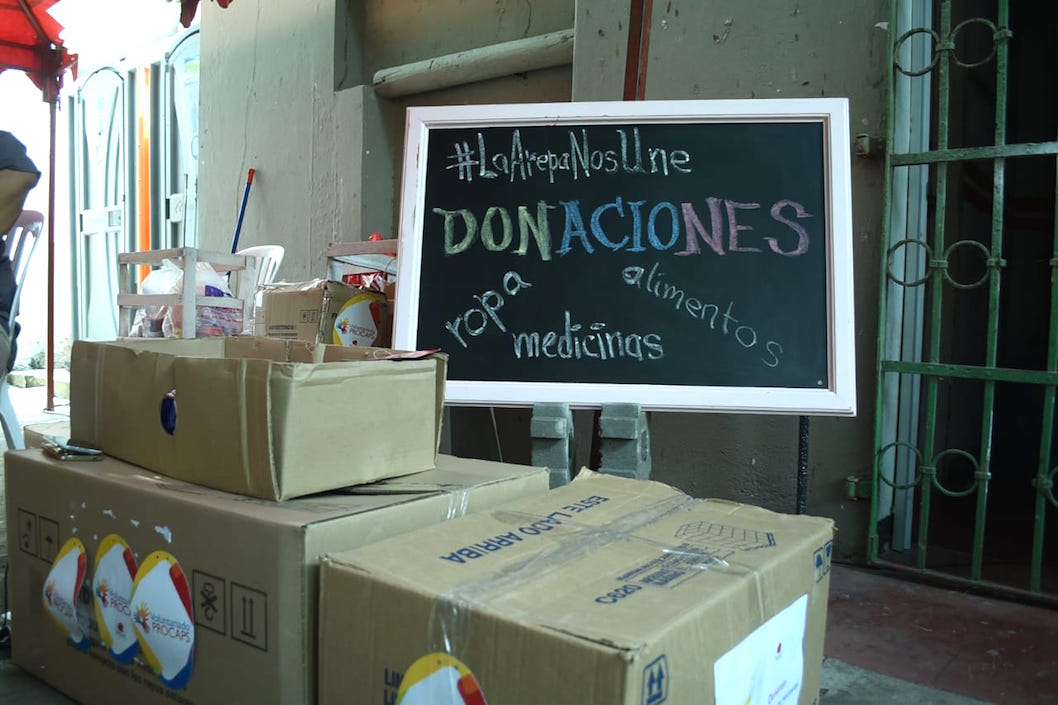 Un espacio para la entrega de donaciones.