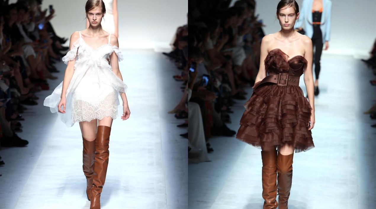 Dos creaciones del diseñador Ermanno Scervino en Milán.