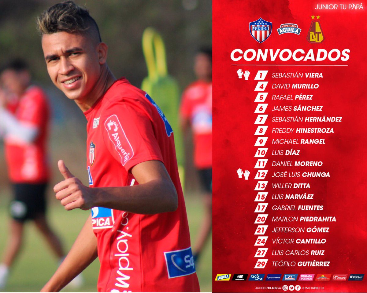 La nómina de convocados de Junior para la primera final.