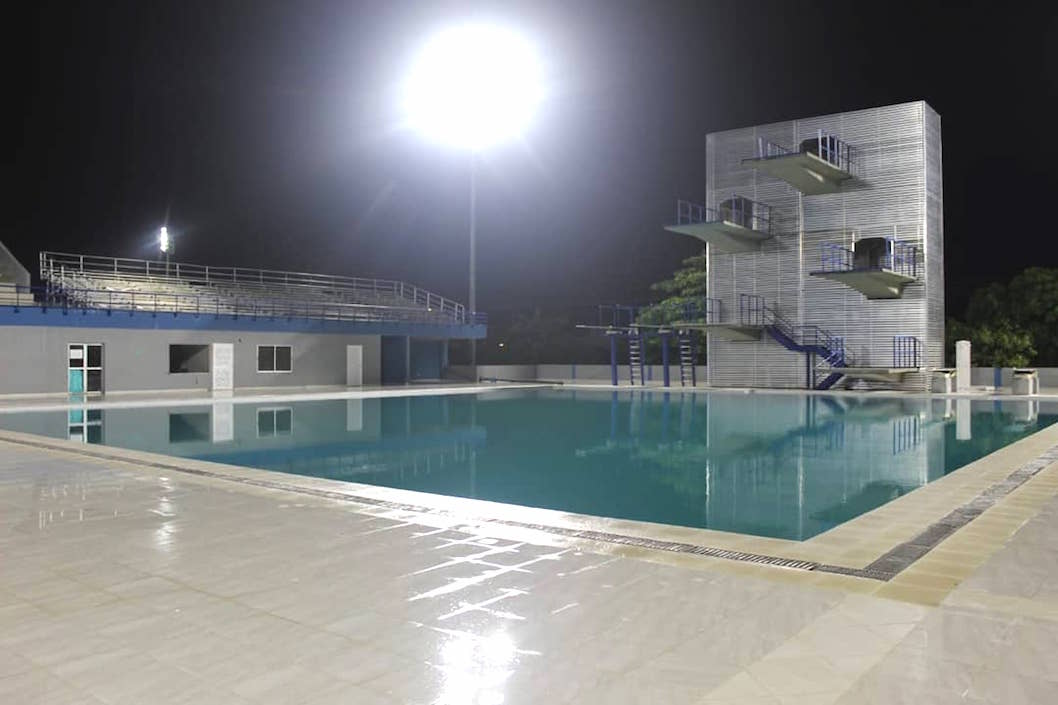 El complejo acuático para las competencias de natación.