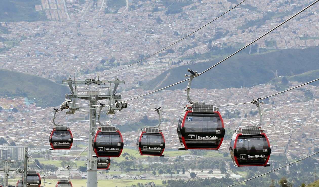 Sistema de transporte Transmicable en Ciudad Bolívar en Bogotá.