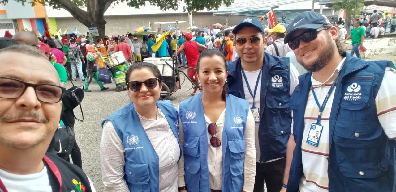 Funcionarios de Defensoría del Pueblo, de los DDHH de Naciones Unidas y Personeria, presentes en punto de encuentro en sede centro de Universidad del Atlantico.
