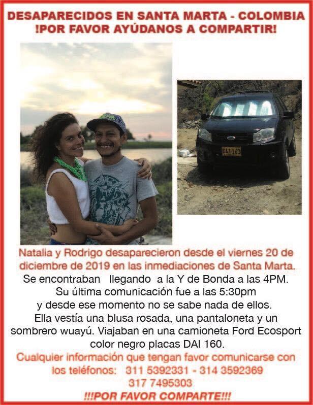 Este es el aviso de búsqueda para encontrar a la pareja.