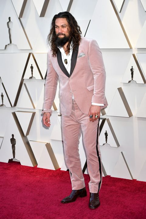 El actor Jason Momoa en la alfombra roja de los premios Óscar 2019.