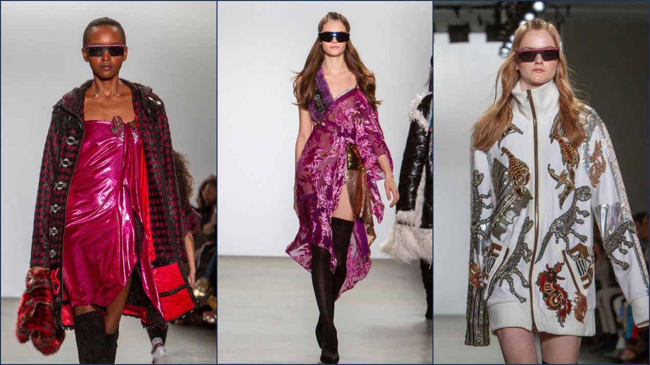  Las prendas de abrigo oversize fueron otro de los elementos destacados del desfile, ya fuera con voluminosos diseños michelín metalizados, coloridos abrigos de pelo o flecos de lana oscilantes.