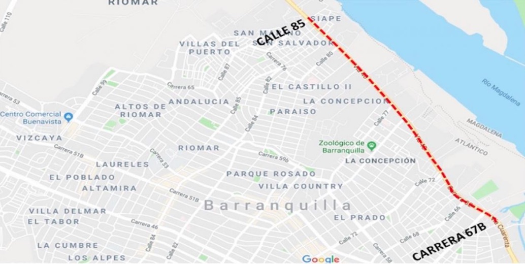 El área del pico y paca en la Vía 40 de Barranquilla.