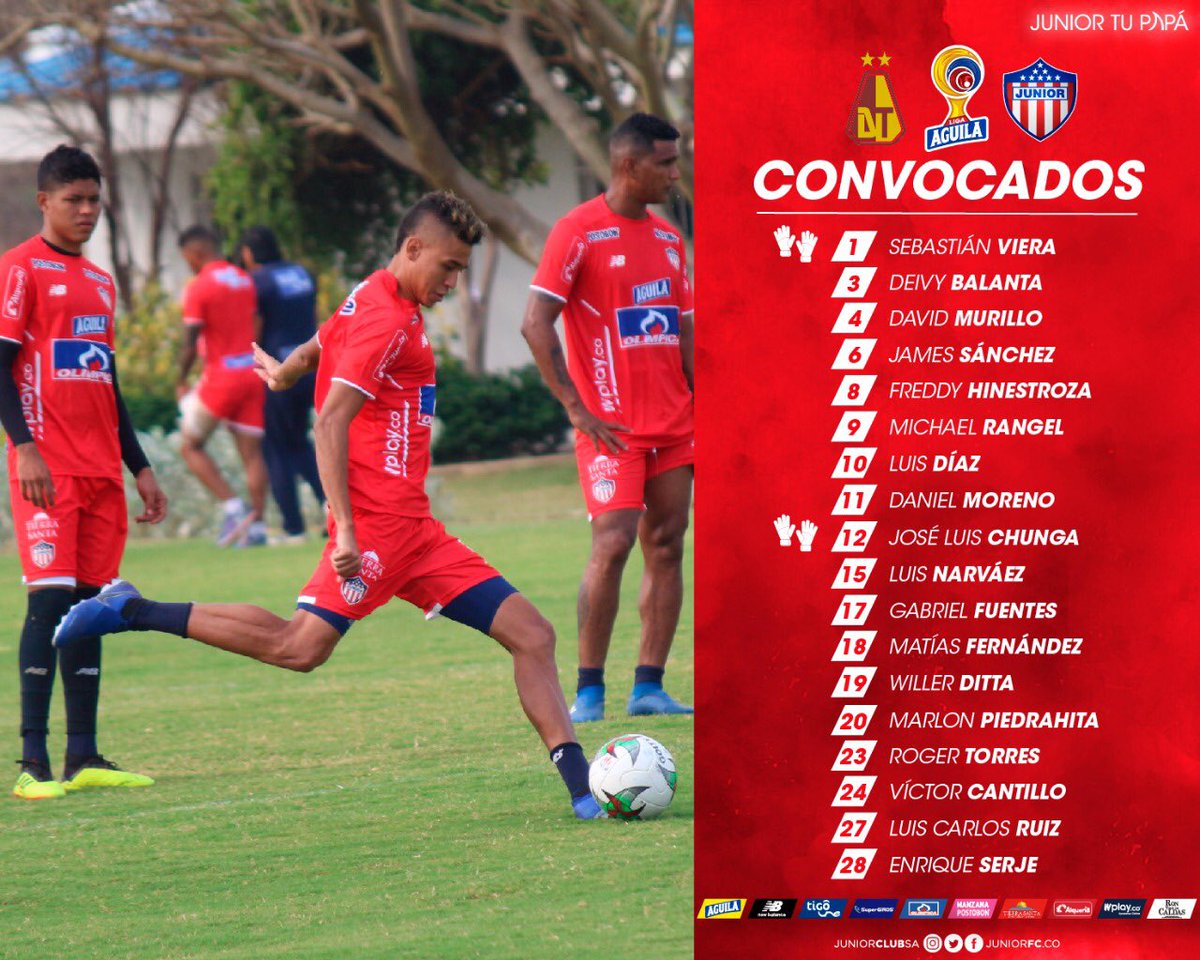 Jugadores convocados para el duelo ante el Deportes Tolima. 