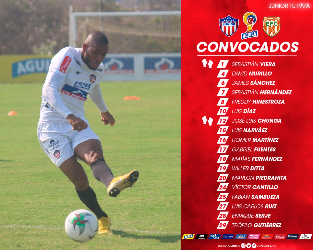 Convocados de Junior para el duelo ante Envigado. 