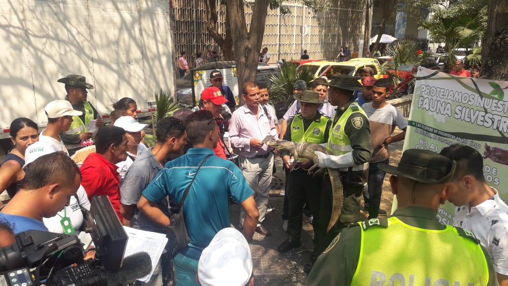 Policía Ambiental También fue la oportunidad del Grupo de Policía Ambiental, a cargo del intendente Ever González, de hablar con las personas sobre el tema de proteger la fauna silvestre.