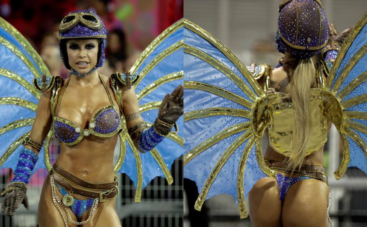 En la foto una integrante de la escuela de samba del Grupo Especial Dragões da Real en el sambódromo de Anhembí, en Sao Paulo.