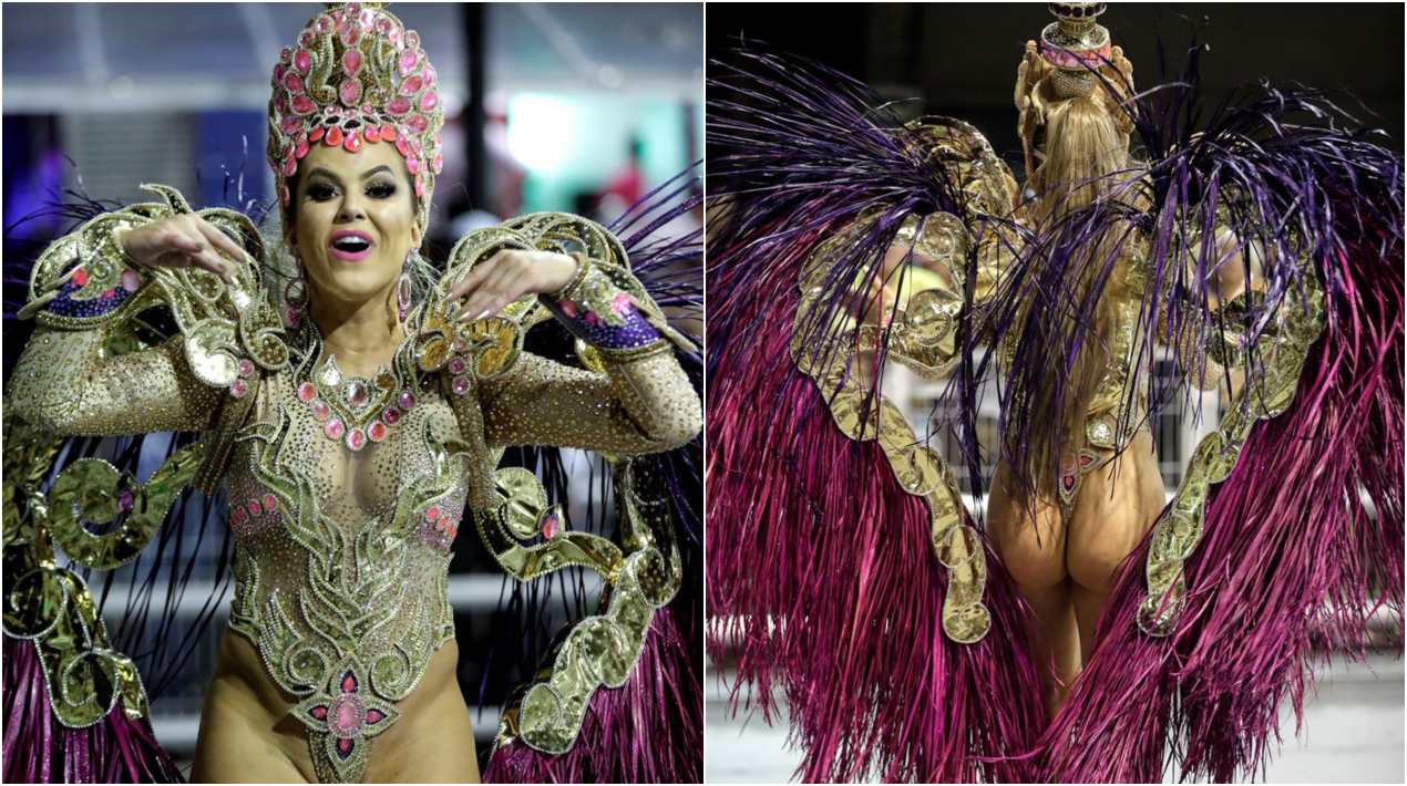 Integrantes de la escuela de samba del Grupo Especial Dragões da Real.