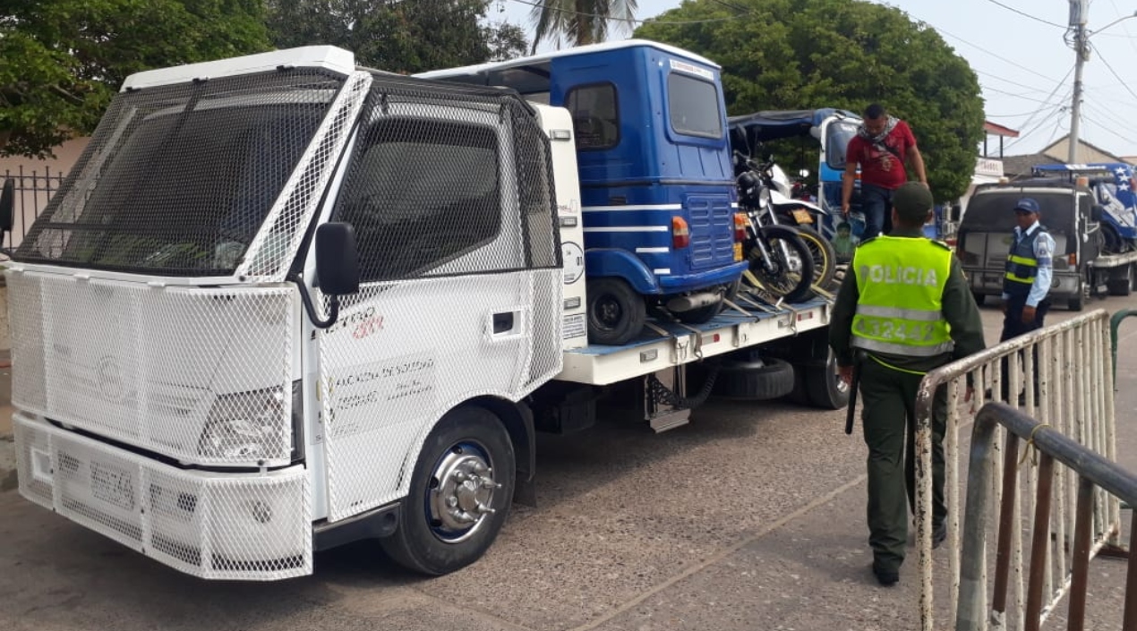 Motos y motocarros inmovilizados hoy por diferentes situaciones hoy en Soledad.