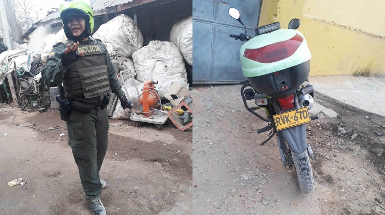 Este es el subintendente Caballero y llegó en esta motocicleta.