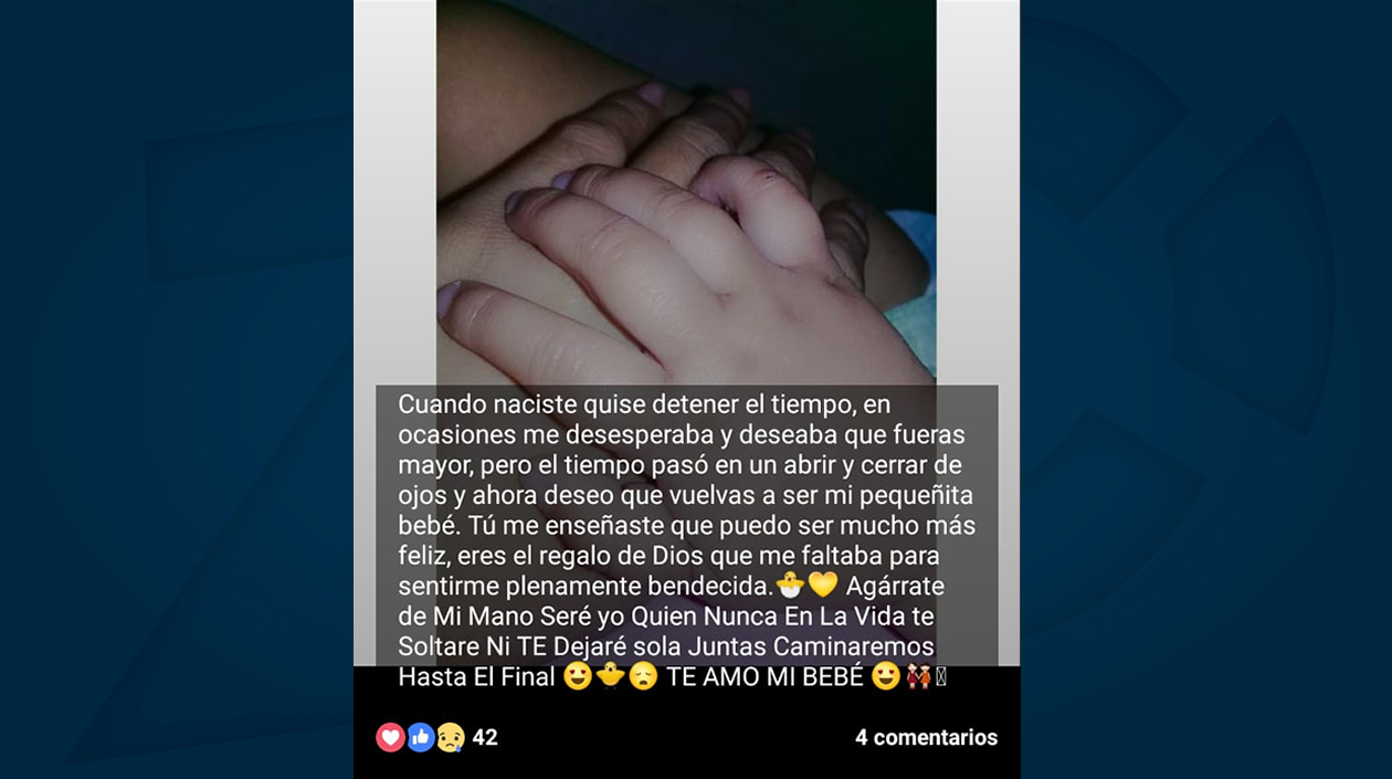 El mensaje que le dedicó Durley a su hija con una foto de la mano de ella con la de su pequeña.