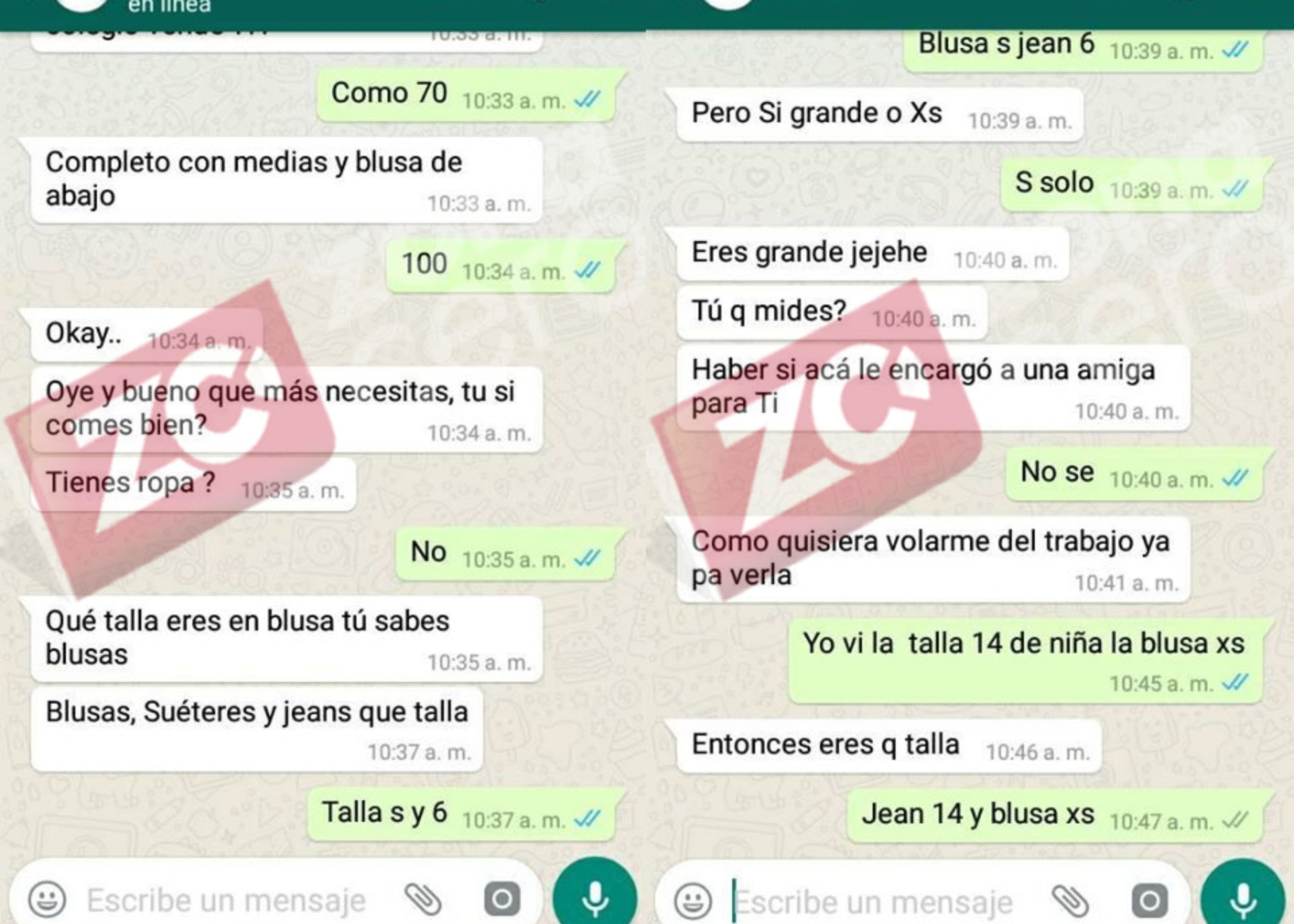 Conversaciones en las que Jorge Rodríguez Ayala le ofrece ropa a la menor.