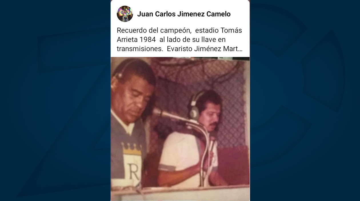 En el estadio Tomás Agrieta con su fiel escudero Evaristo Jiménez Martínez.